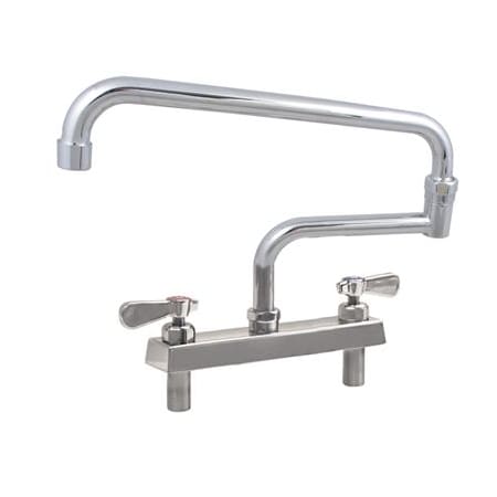 Bk Resources Evolution 8" Deck Mount Stainless Steel Faucet, 18" Swing Spout EVO-8DM-18